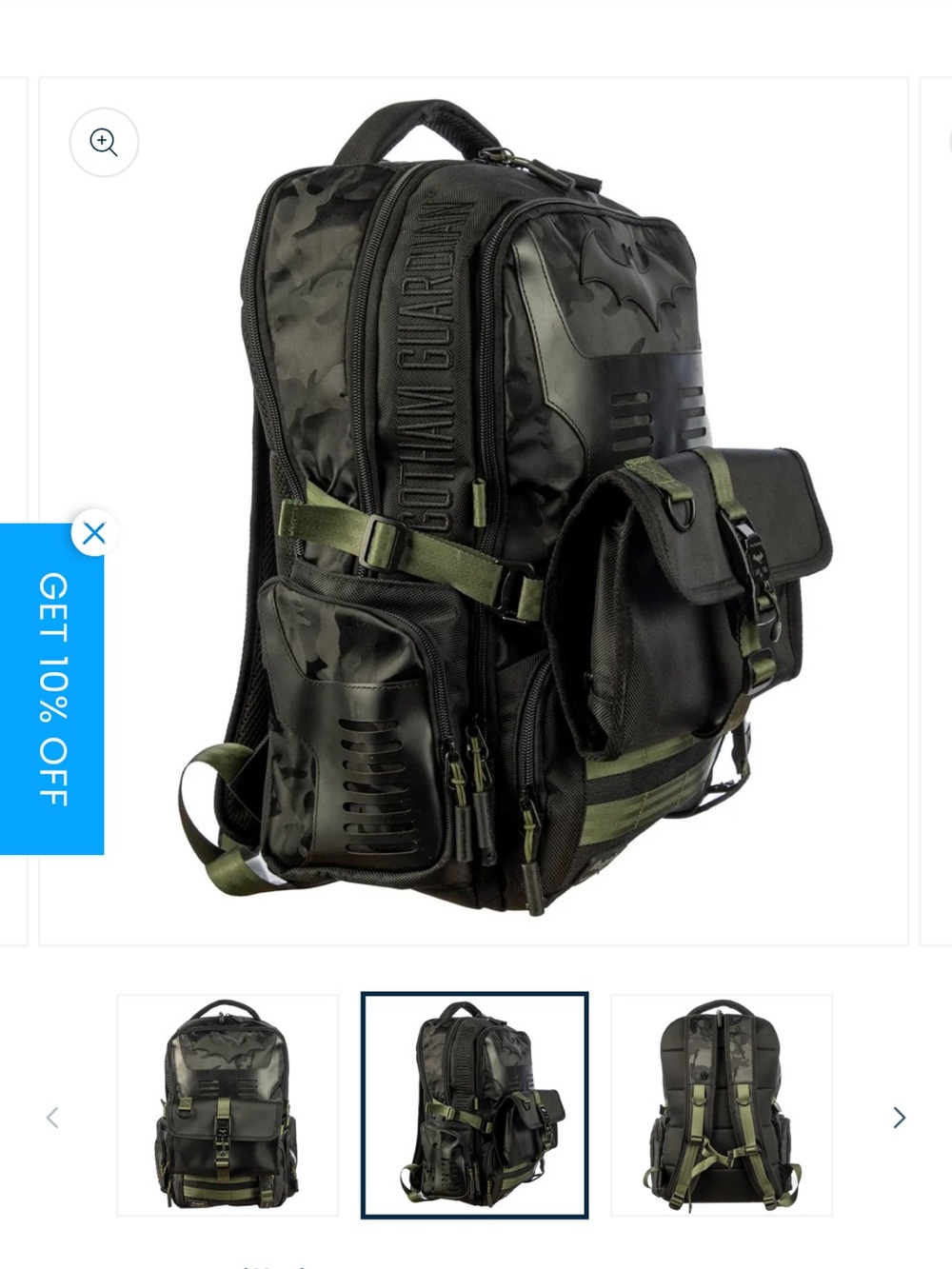 DC Comics Batman Black and Olive Tactical Backpack for Men - Picture 2 of 11